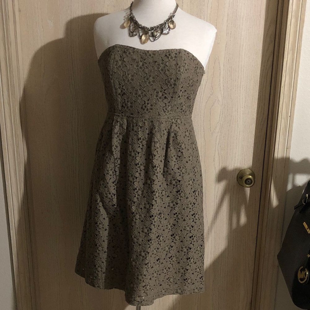 Fossil Strapless Bustier MIDI Olive Pocketed L
